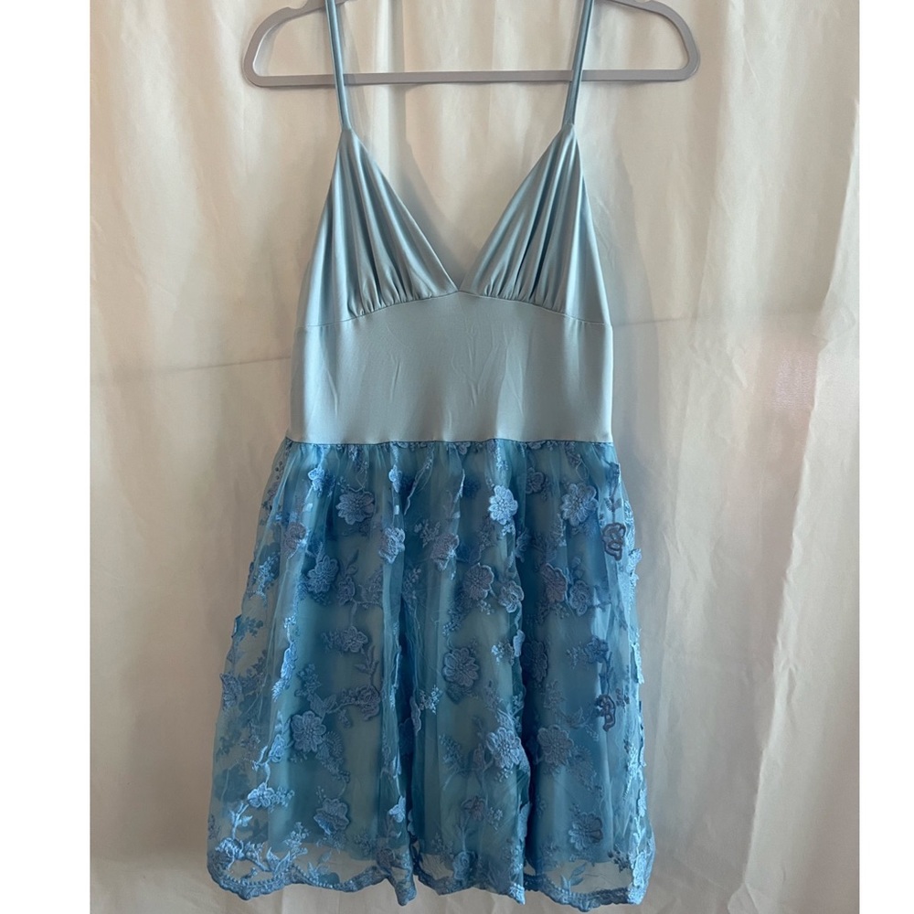 Double Crazy light blue with flowers dress